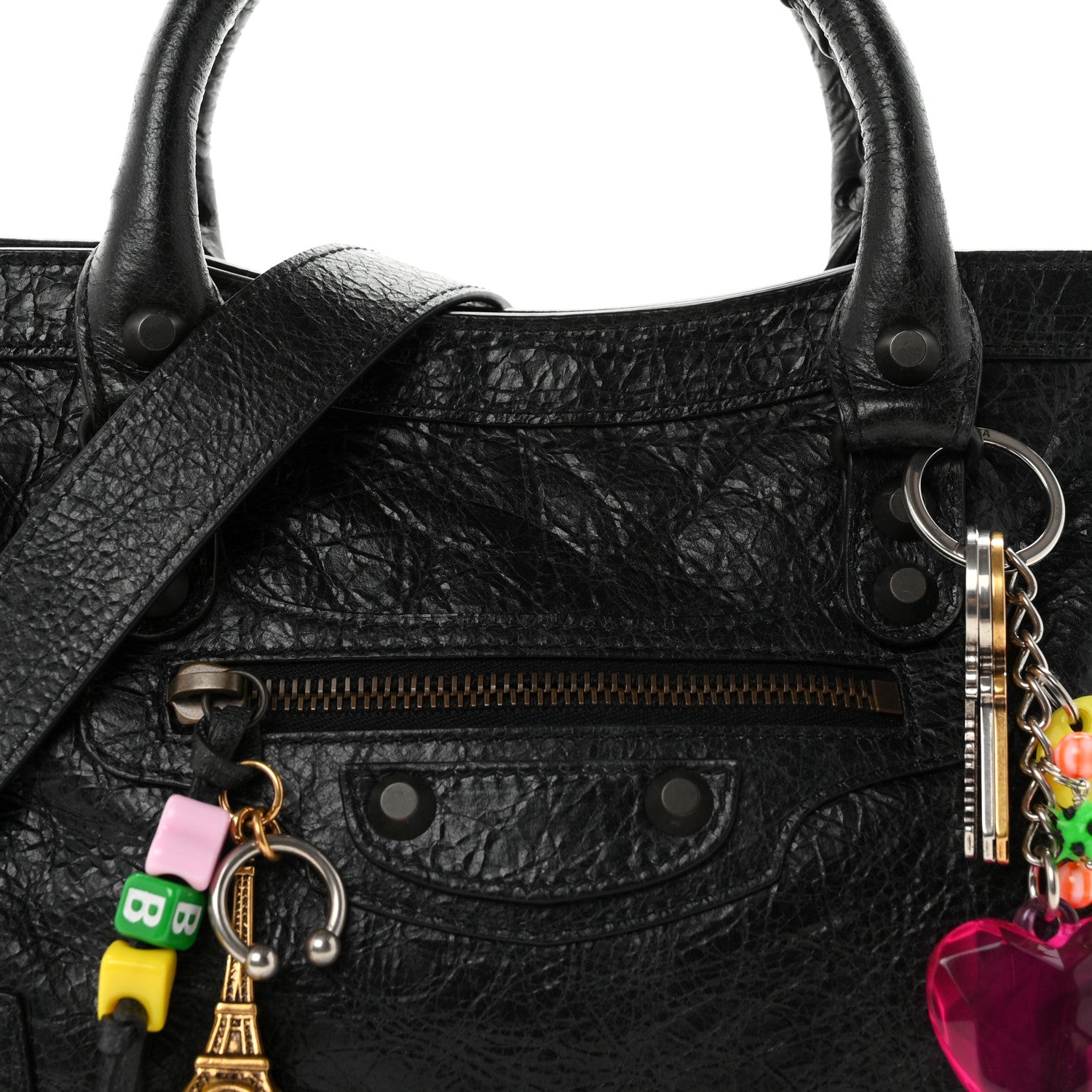 Balenciaga Agneau Arena Classic Hardware Charms Small Le City Black 8 of 10