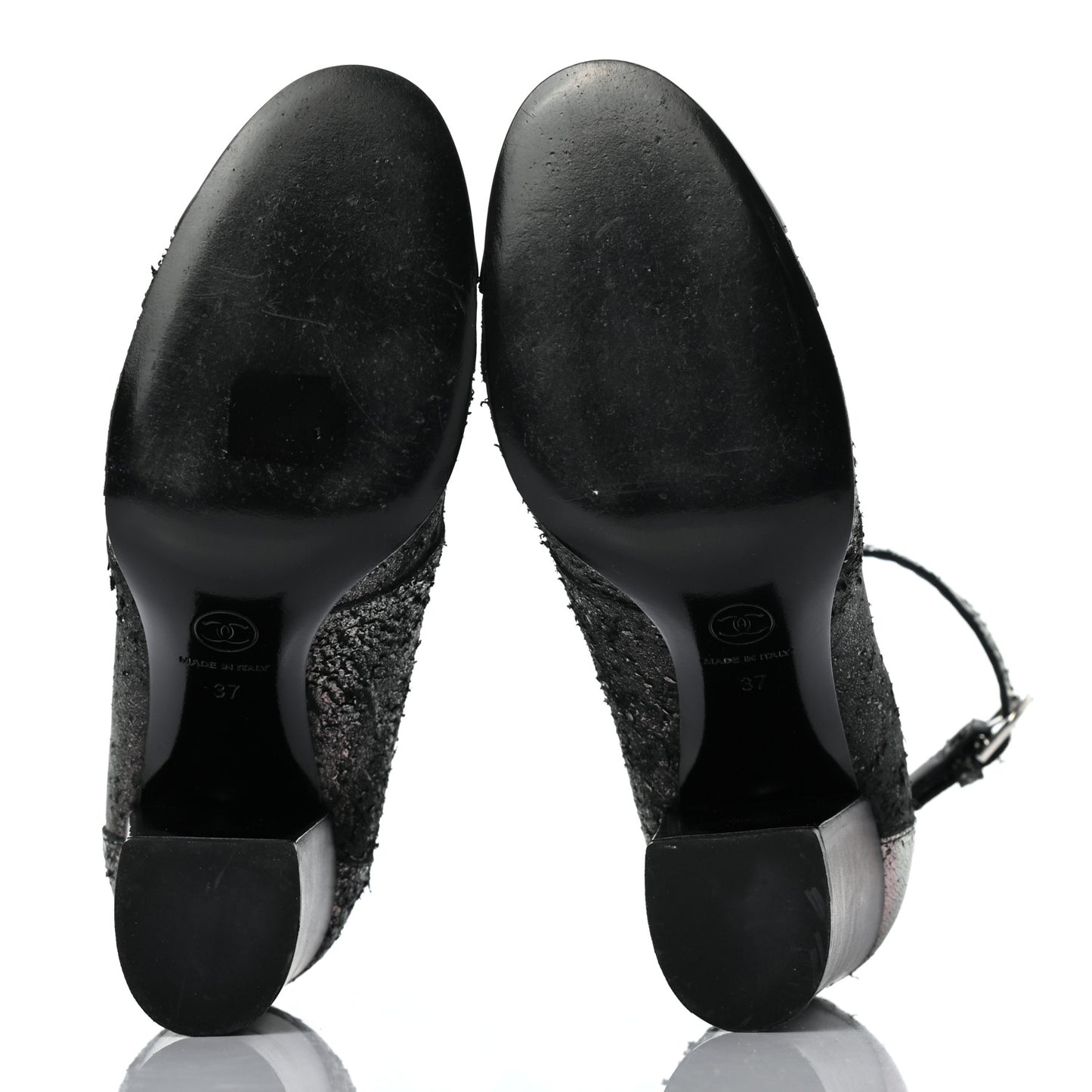 Metallic Lambskin Cap Toe Ankle Boots 37 Silver Black