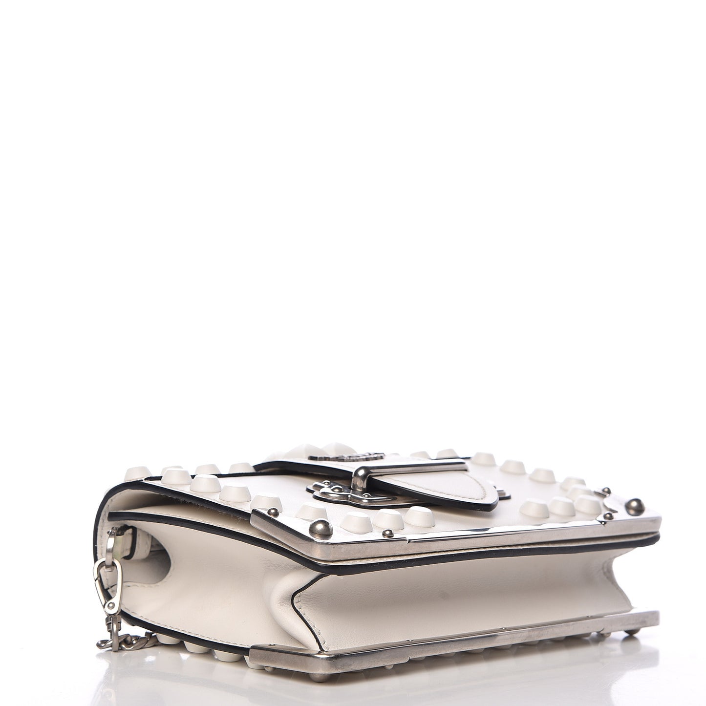 City Calfskin Saffiano Studded Cahier Bag White