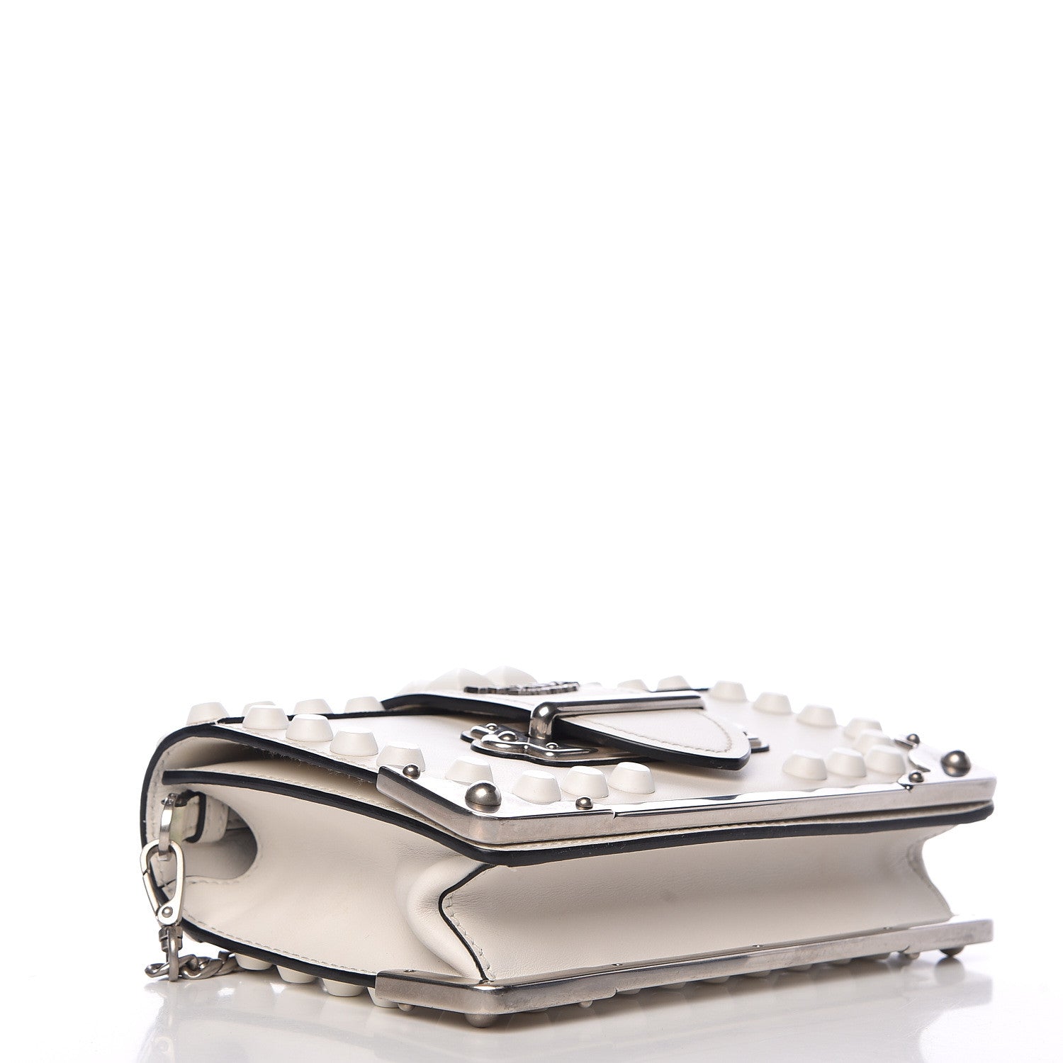 Prada City Calfskin Saffiano Studded Cahier Bag White 4 of 12