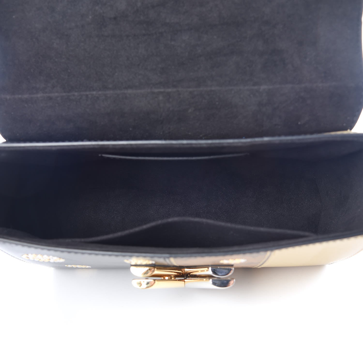 Louis Vuitton Calfskin Reverse Monogram Studded Twist Shoulder Bag MM Black Gold 5 of 9