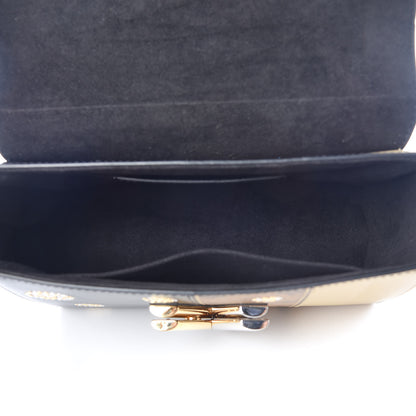 Louis Vuitton Calfskin Reverse Monogram Studded Twist Shoulder Bag MM Black Gold 5 of 9