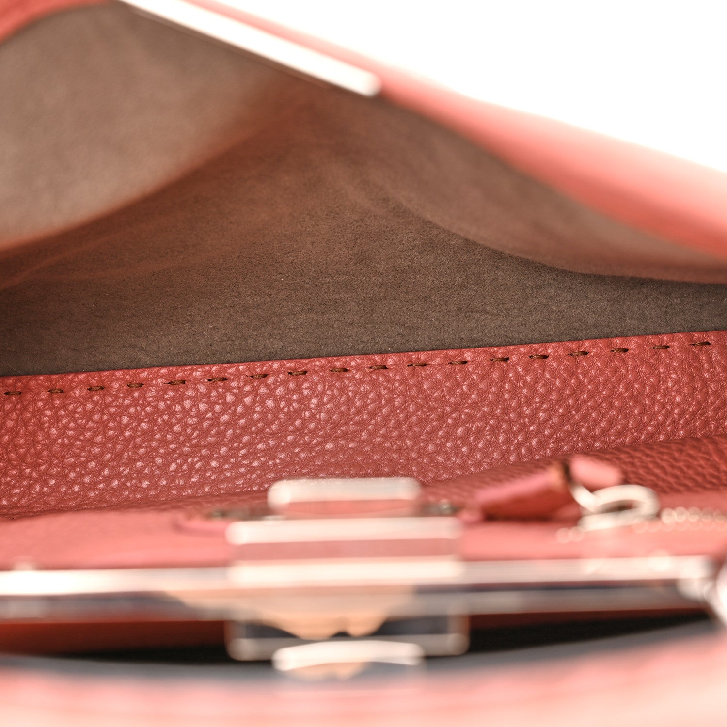 Fendi Cuoio Romano Selleria Elaphe Lace Up Medium Peekaboo Iconic Satchel Make Up Taupe 5 of 11