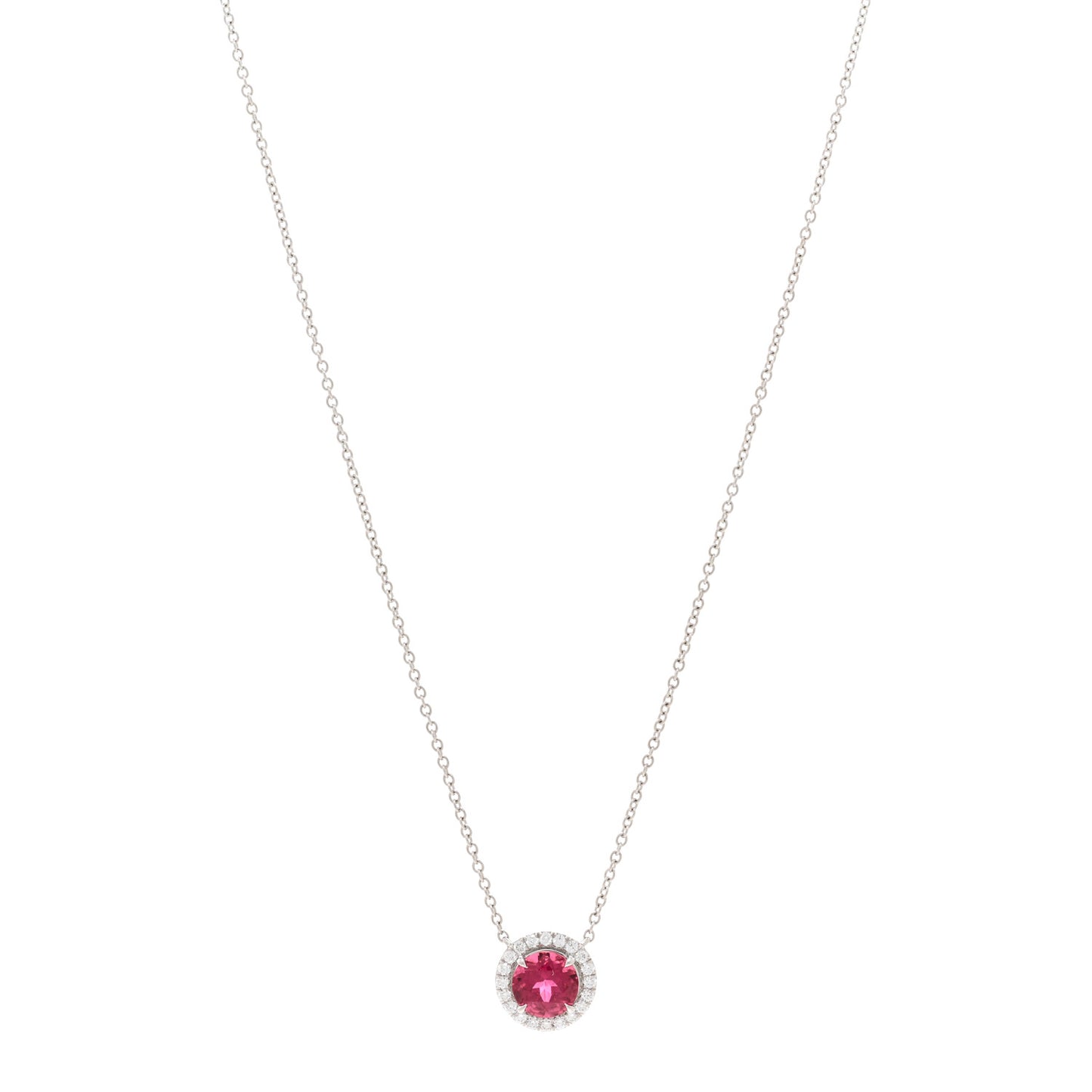 Platinum Diamond Pink Tourmaline Soleste Pendant Necklace