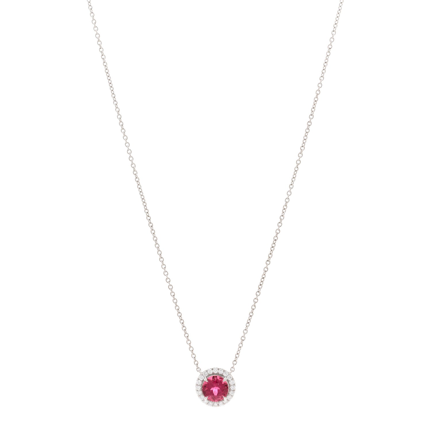 Tiffany Platinum Diamond Pink Tourmaline Soleste Pendant Necklace 1 of 5