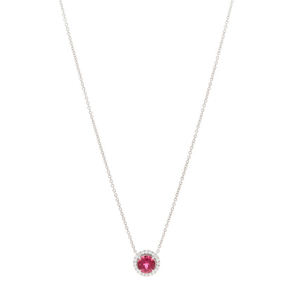 Tiffany Platinum Diamond Pink Tourmaline Soleste Pendant Necklace 1 of 5