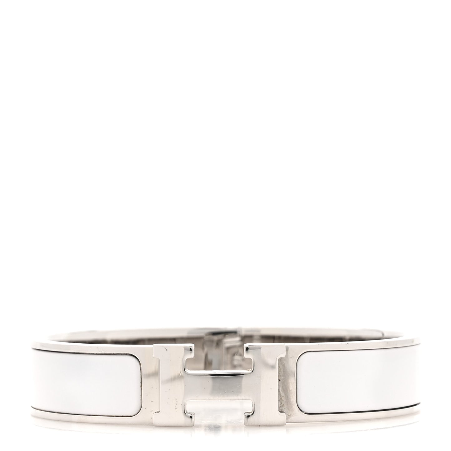 Enamel Narrow Clic Clac H Bracelet PM White