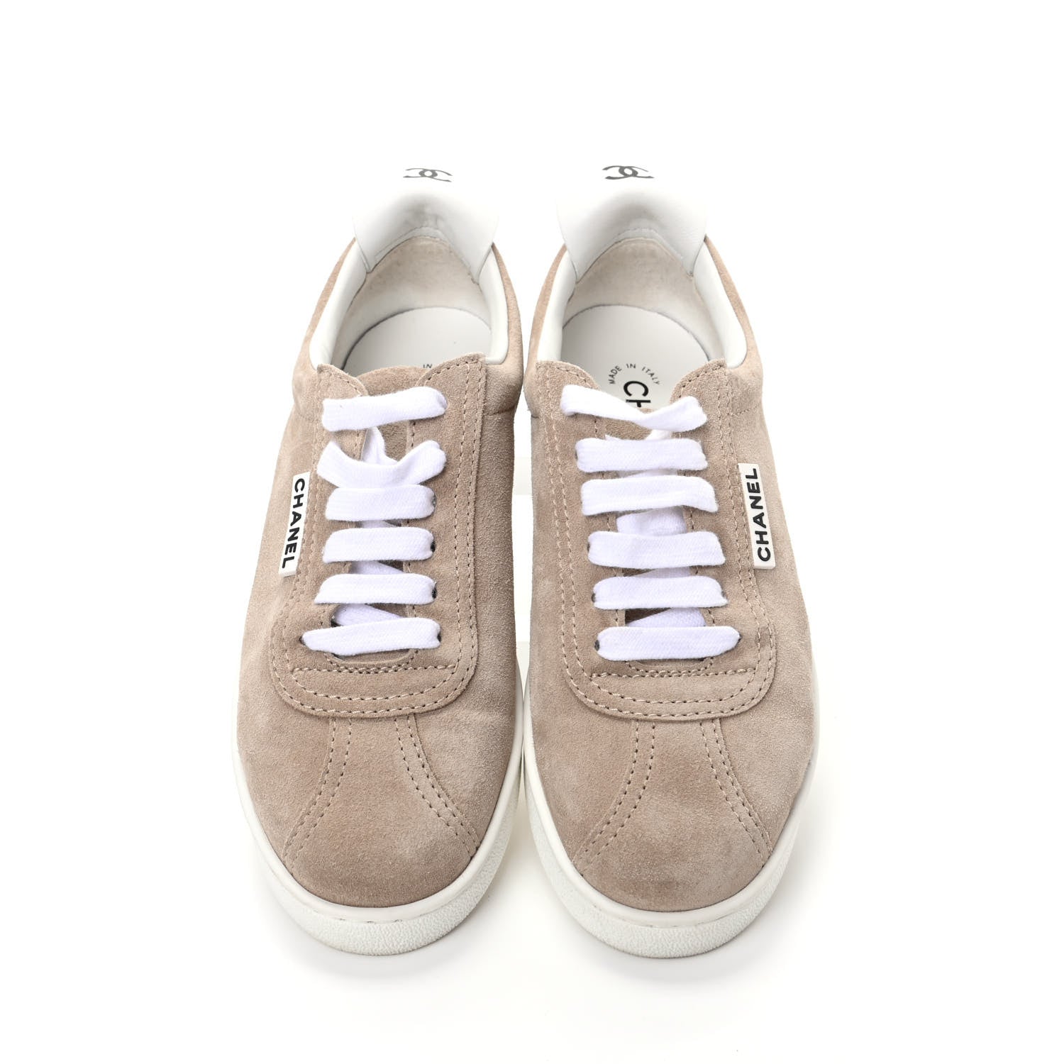 Chanel Suede Calfskin Womens Sneakers 39 Dark Beige 5 of 11