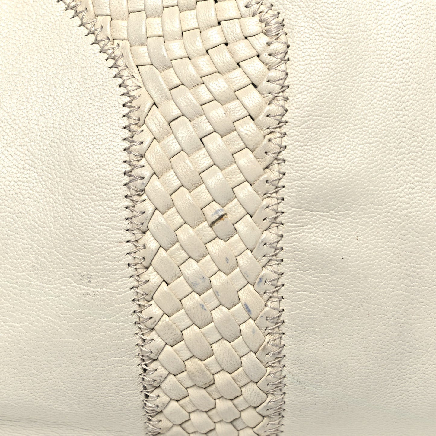 Calfskin Woven Large Muse White