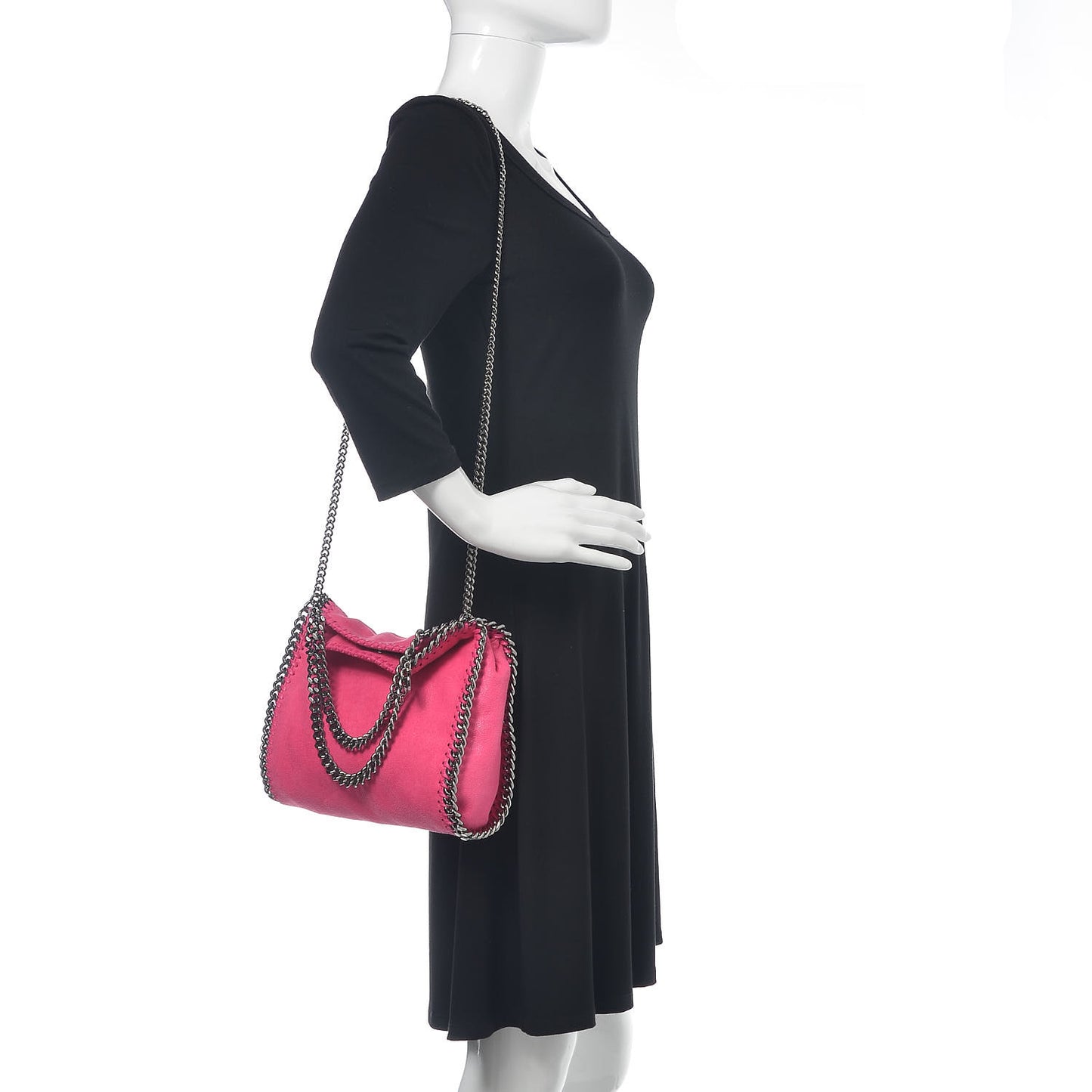 Shaggy Deer Mini Falabella Fold Over Tote Hot Pink