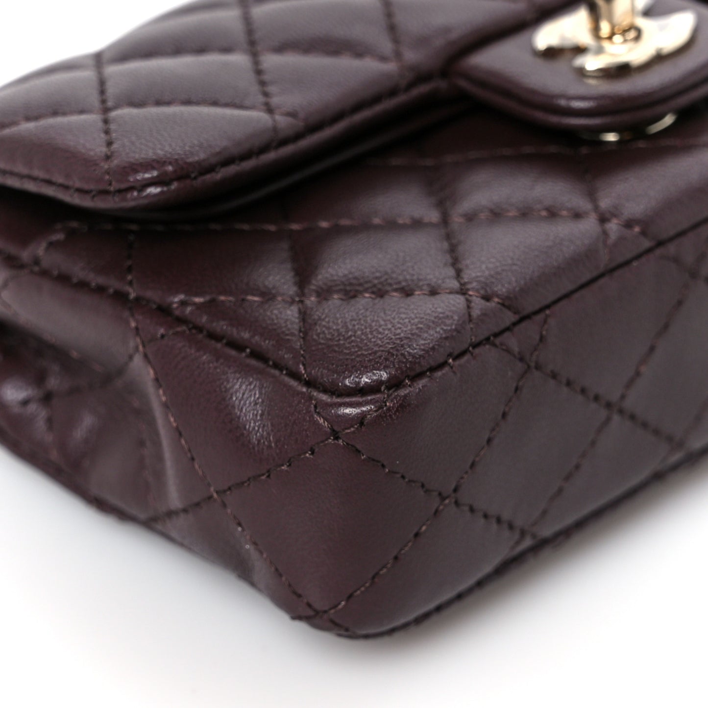 Lambskin Quilted Mini Double Flap With Hook Dark Brown