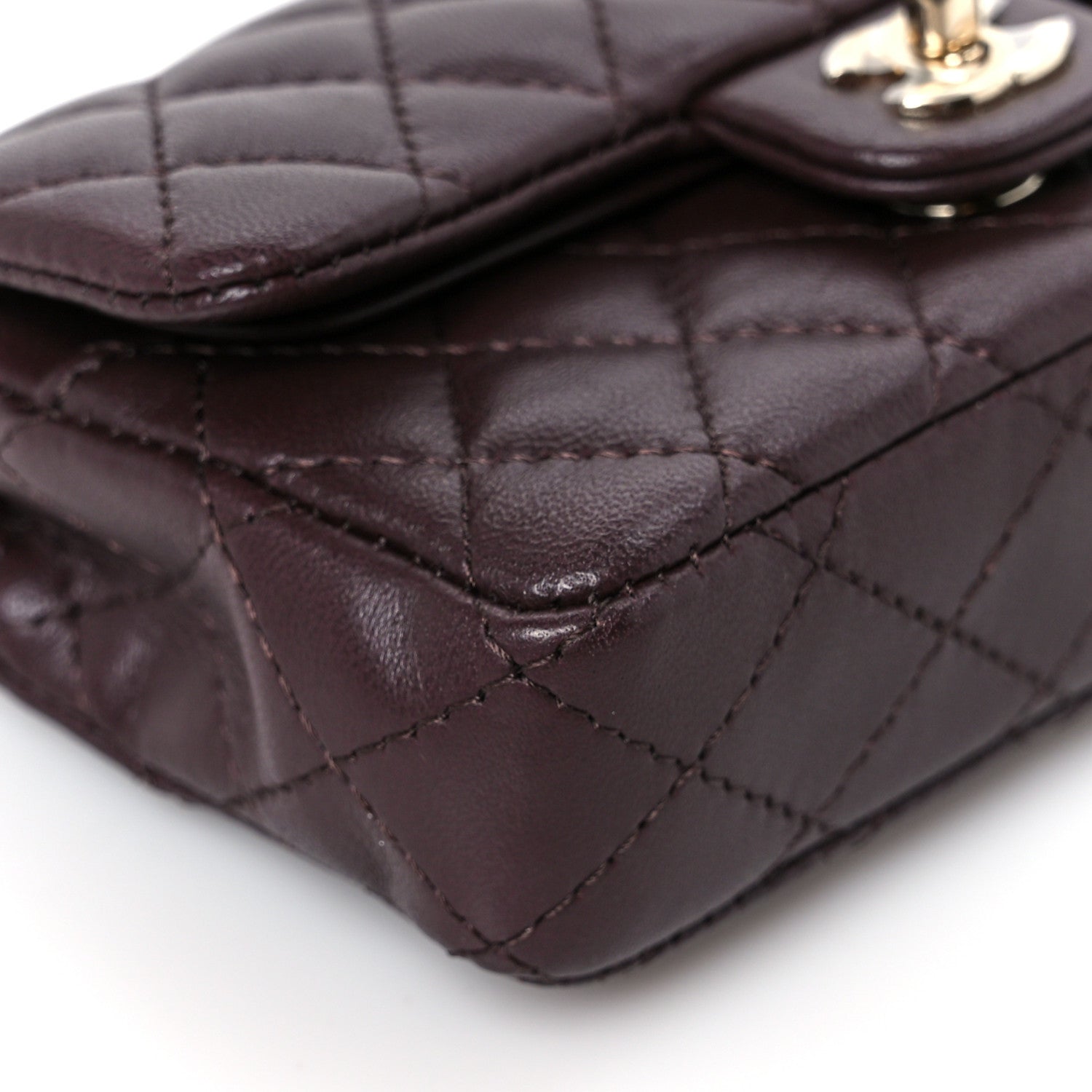 Chanel Lambskin Quilted Mini Double Flap With Hook Dark Brown 10 of 12