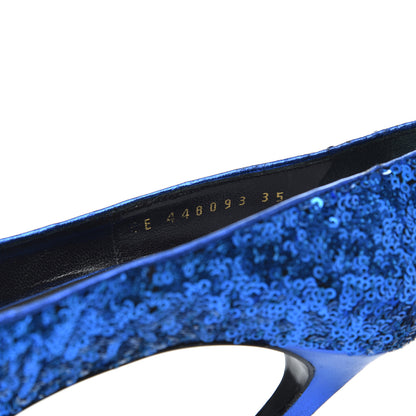 Saint Laurent Sequin Paris 105 V Cut Pumps 35 Bleu Roy 9 of 18