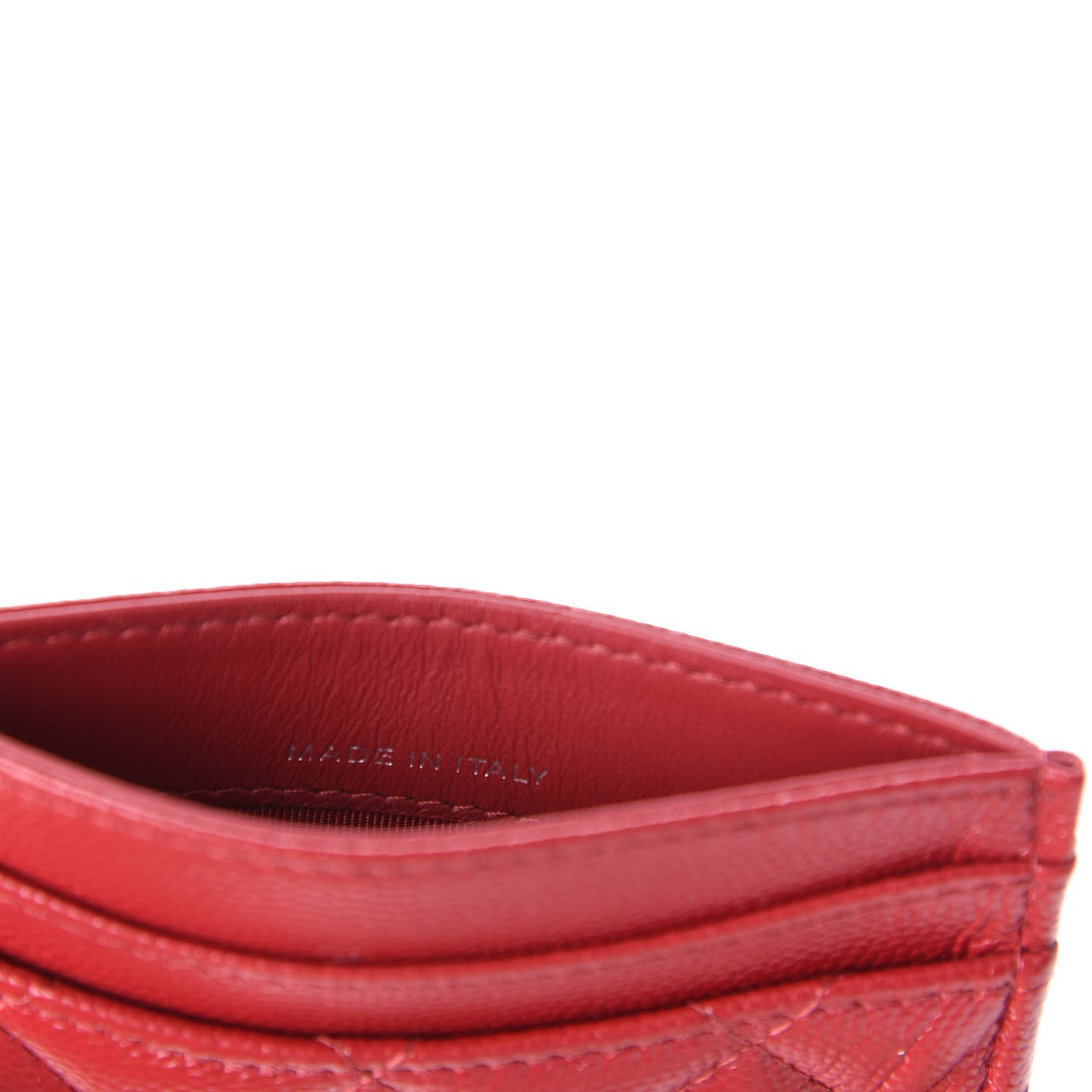 Caviar Quilted Card Holder Dark Red