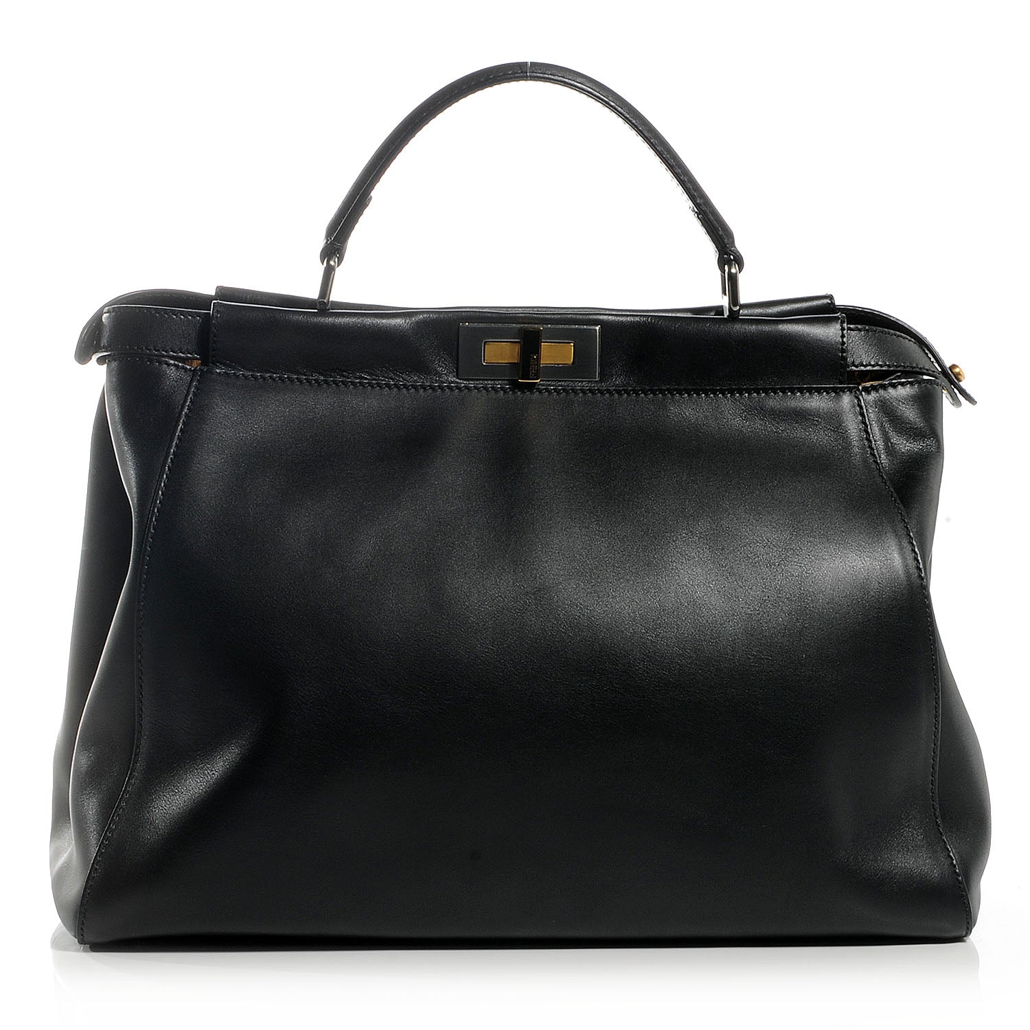 Fendi Calfskin Calf Hair Leopard Print Large Peekaboo Iconic Satchel Black 1 of 8