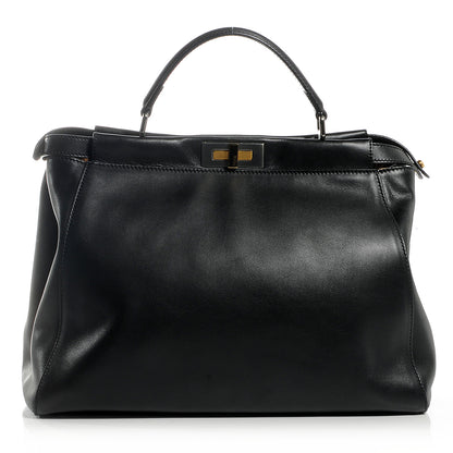 Fendi Calfskin Calf Hair Leopard Print Large Peekaboo Iconic Satchel Black 1 of 8