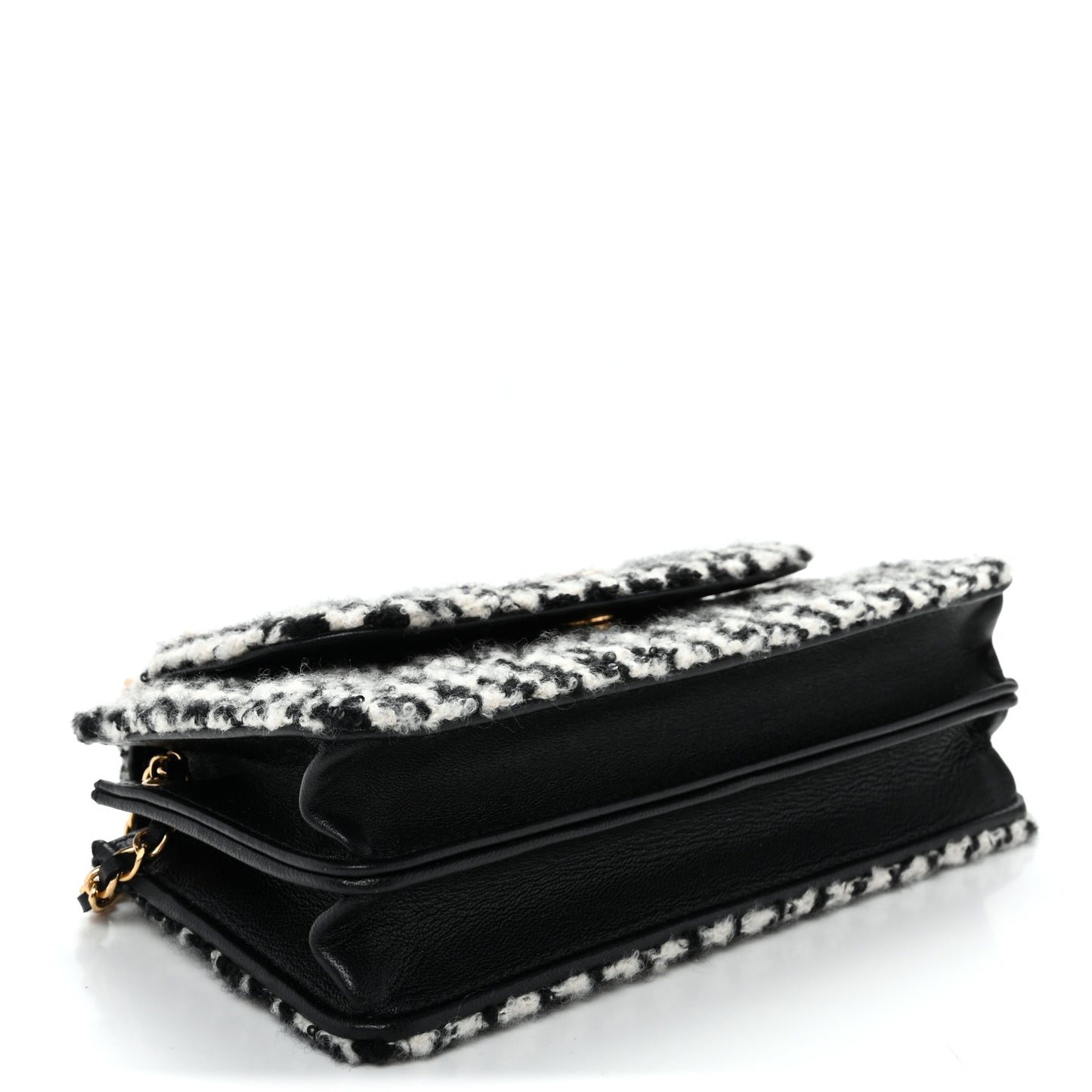 Tweed Houndstooth Quilted Phone Holder Flap White Black
