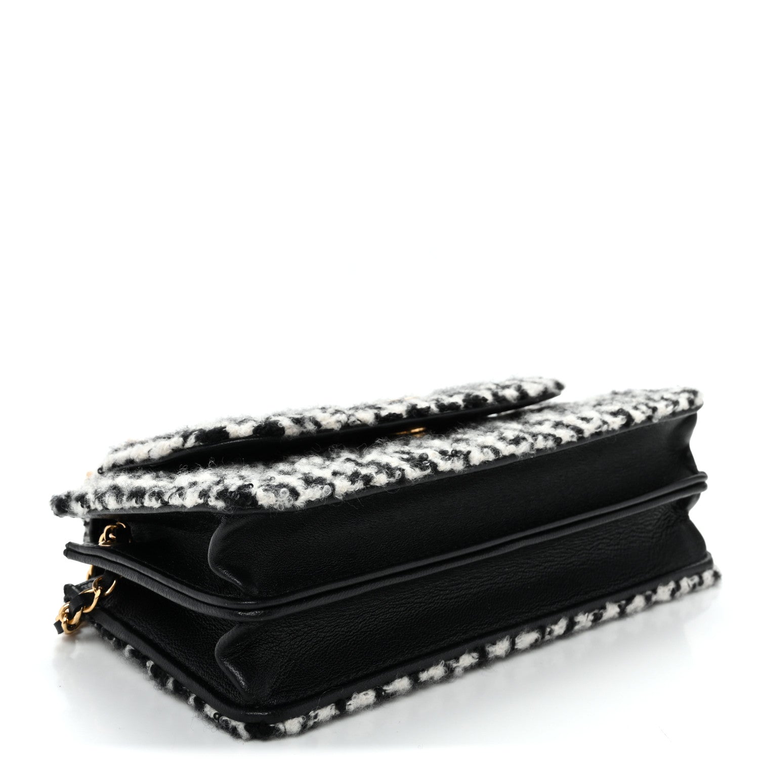 Chanel Tweed Houndstooth Quilted Phone Holder Flap White Black 3 of 9