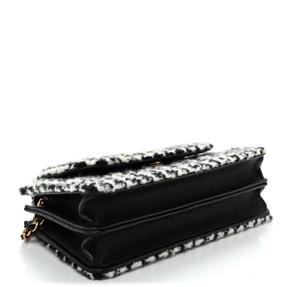 Chanel Tweed Houndstooth Quilted Phone Holder Flap White Black 3 of 9
