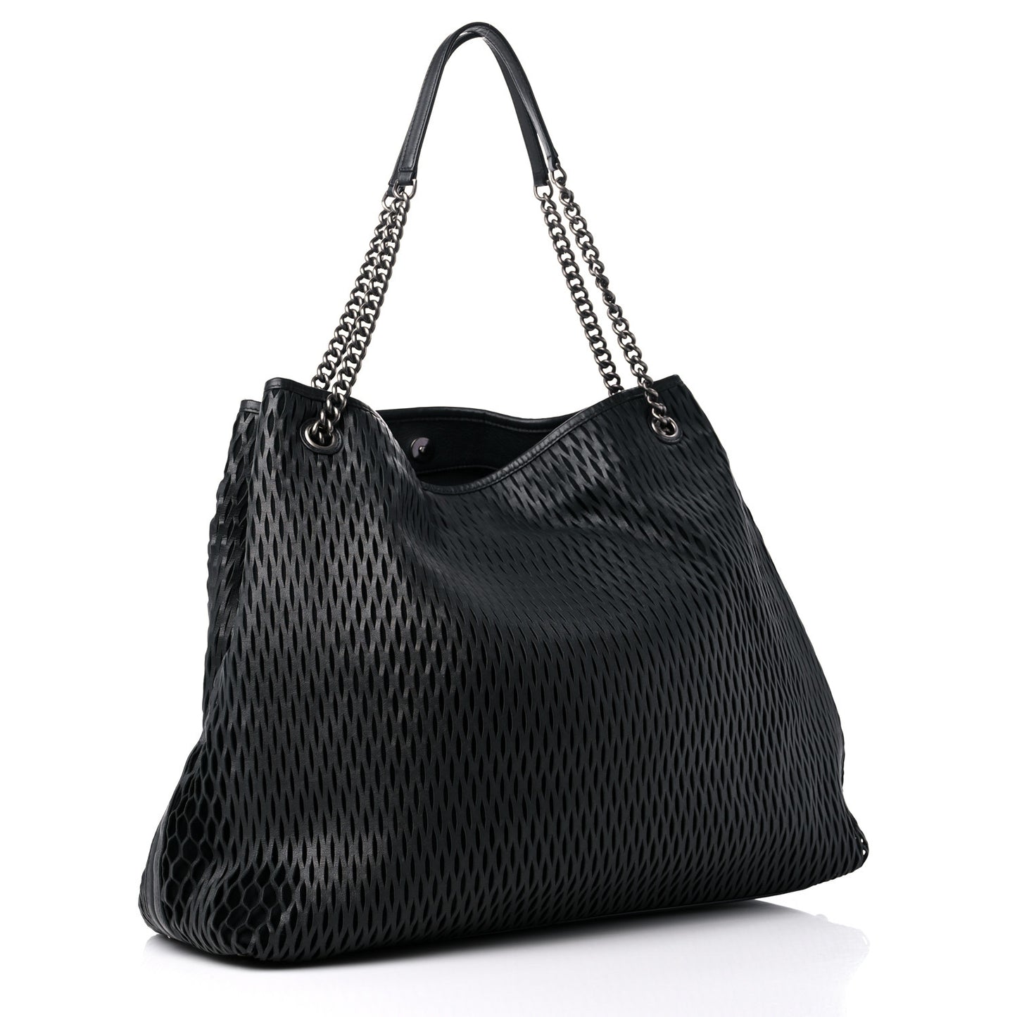 Calfskin Laser Cut Perforated CC Tote Black