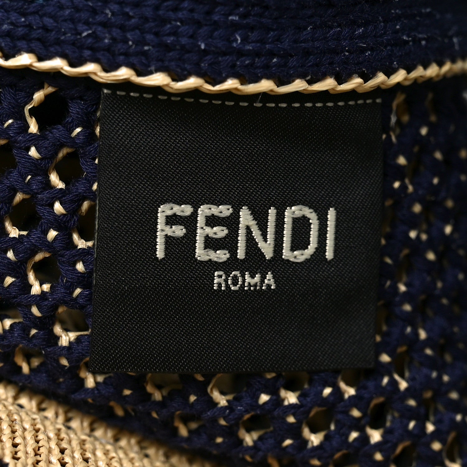 Fendi Raffia Woven Vitello King Soft Large Hobo Natural Beige Blue