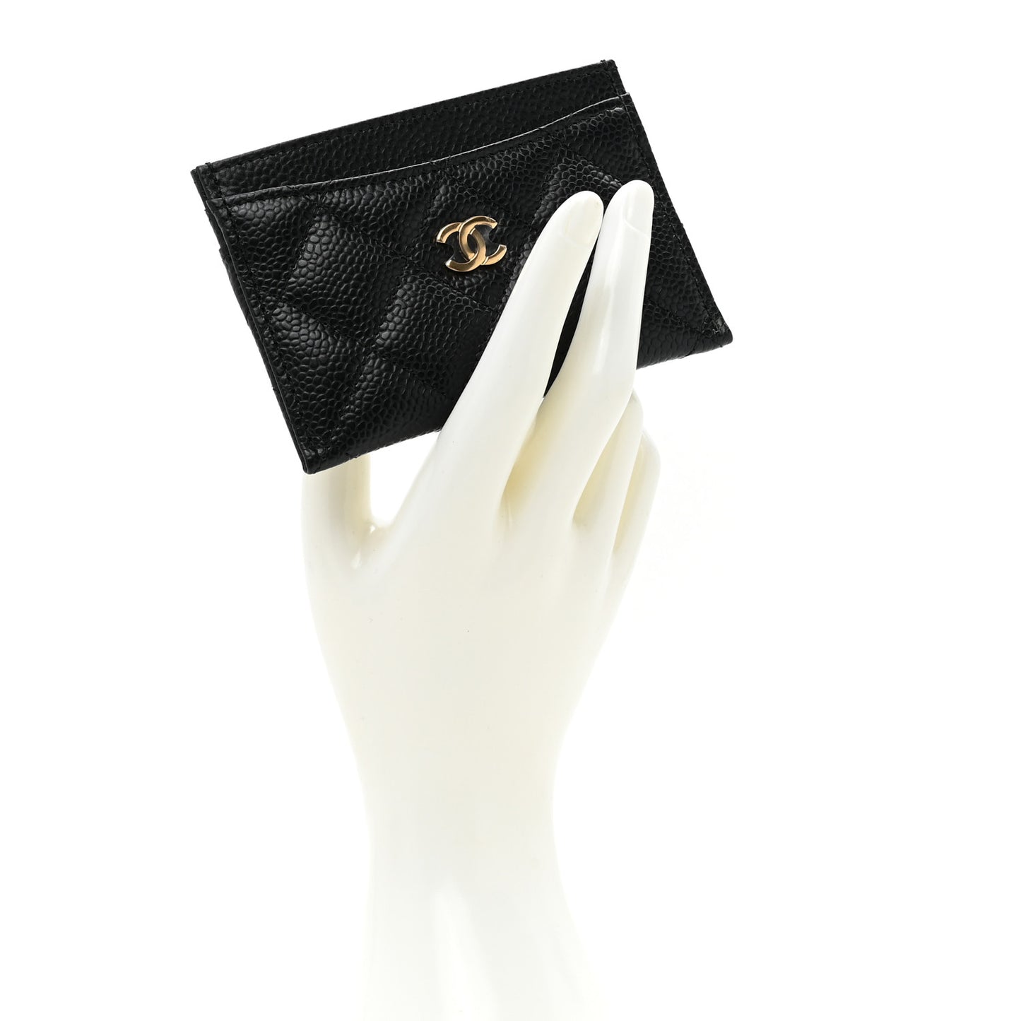 Caviar Quilted Card Holder Black