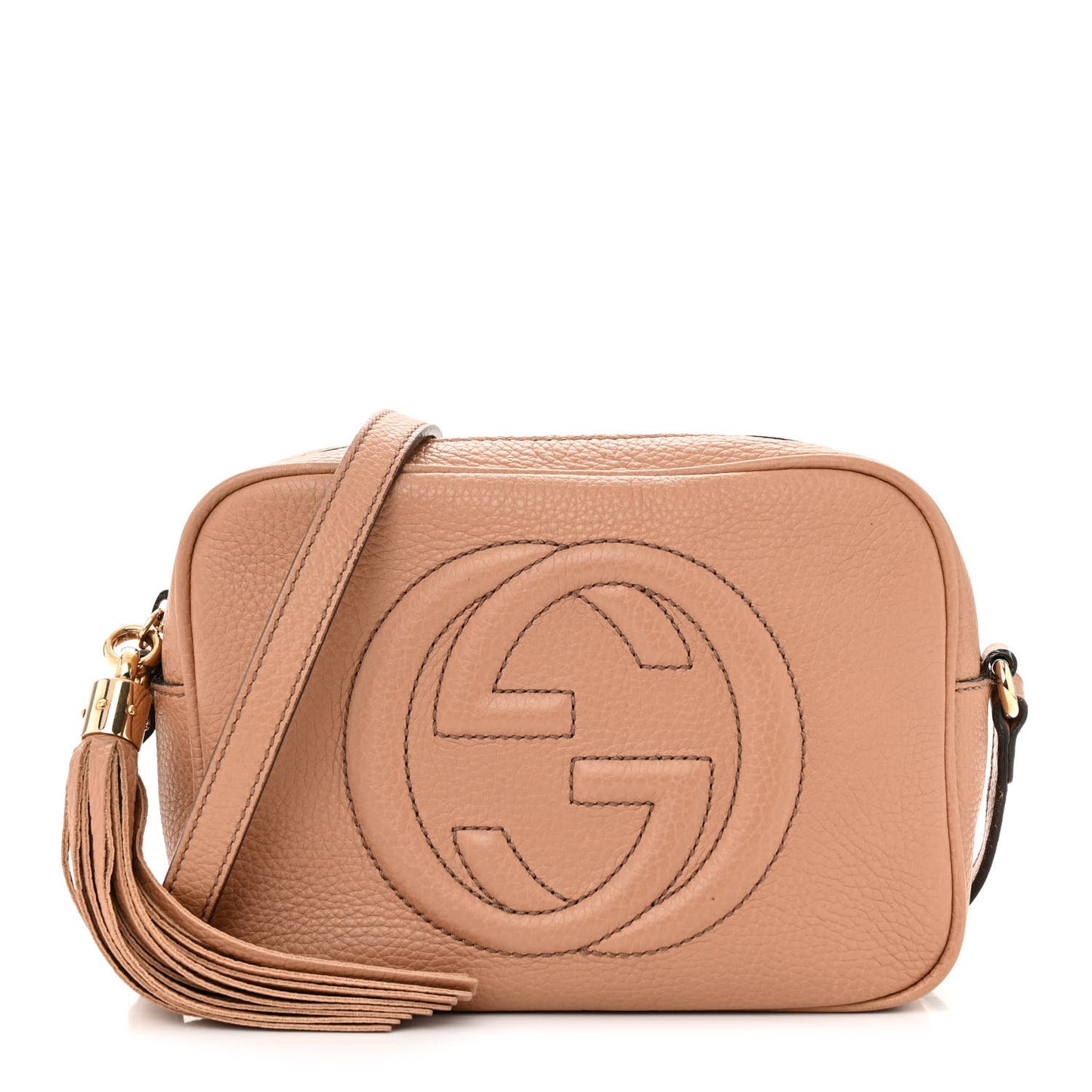 Pebbled Calfskin Small Soho Disco Bag Camelia