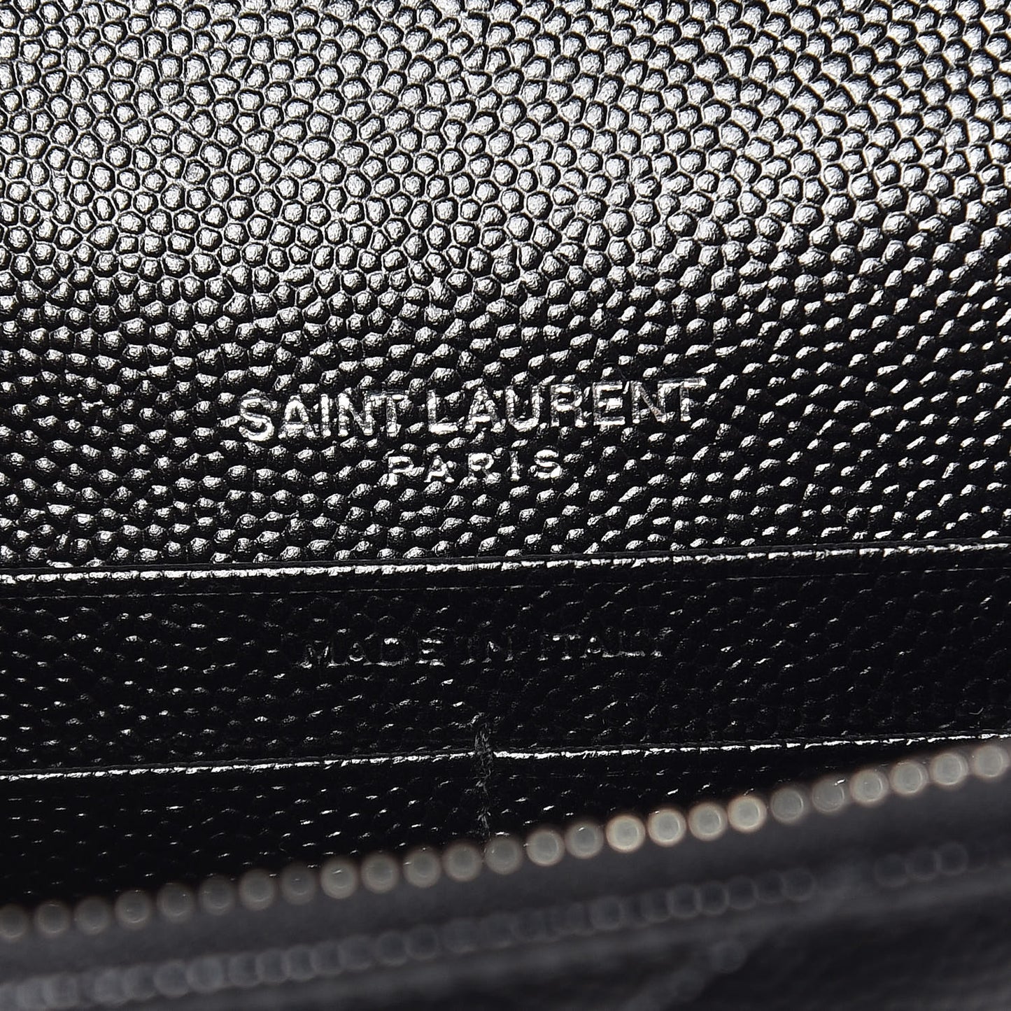 Grain De Poudre Matelasse Chevron Monogram Envelope Chain Wallet Black
