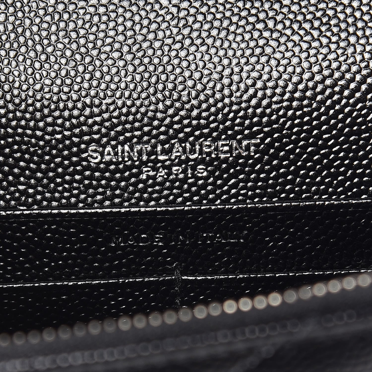 Saint Laurent Grain De Poudre Matelasse Chevron Monogram Envelope Chain Wallet Black 8 of 10