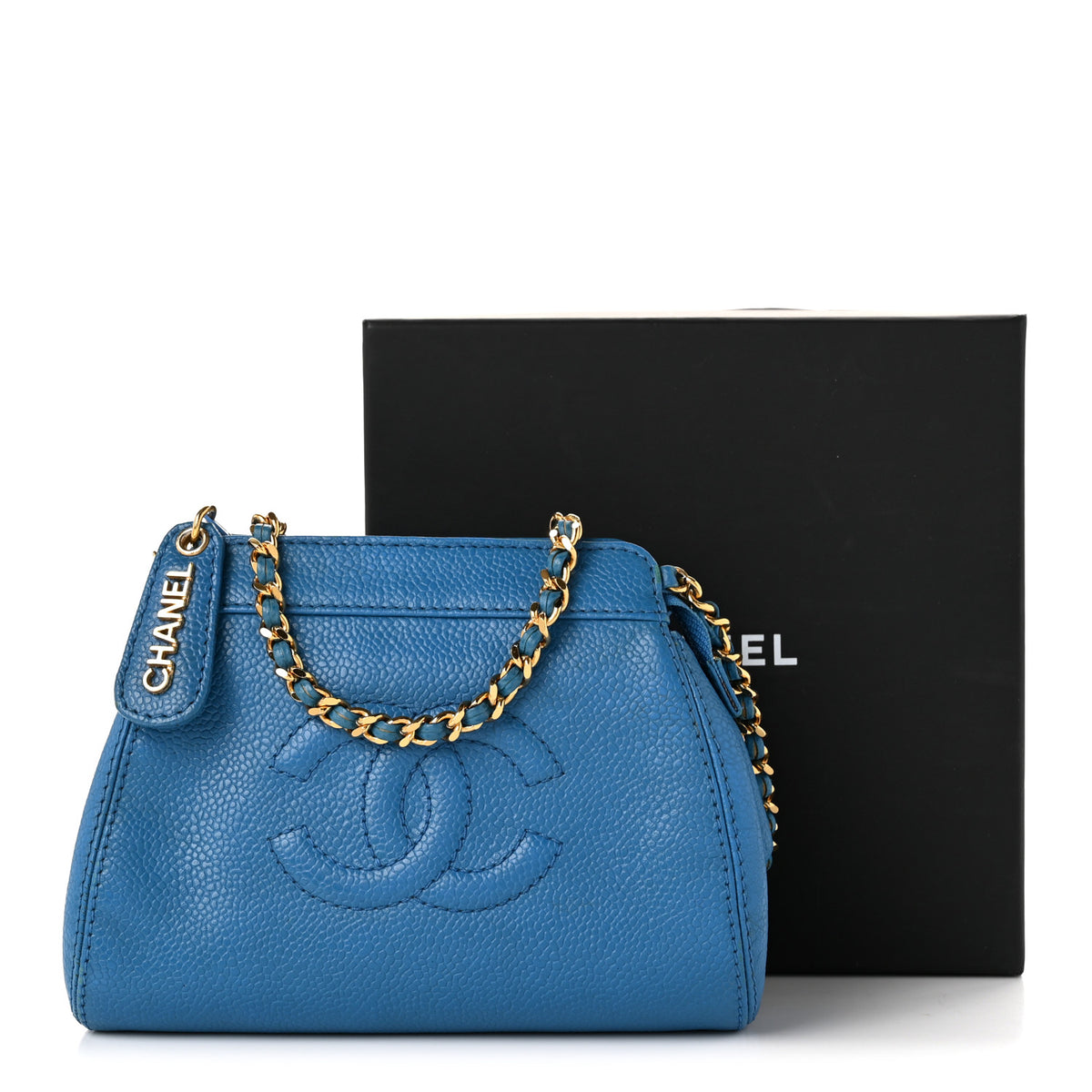 Chanel Caviar Timeless CC Mini Chain Bag Blue 11 of 11