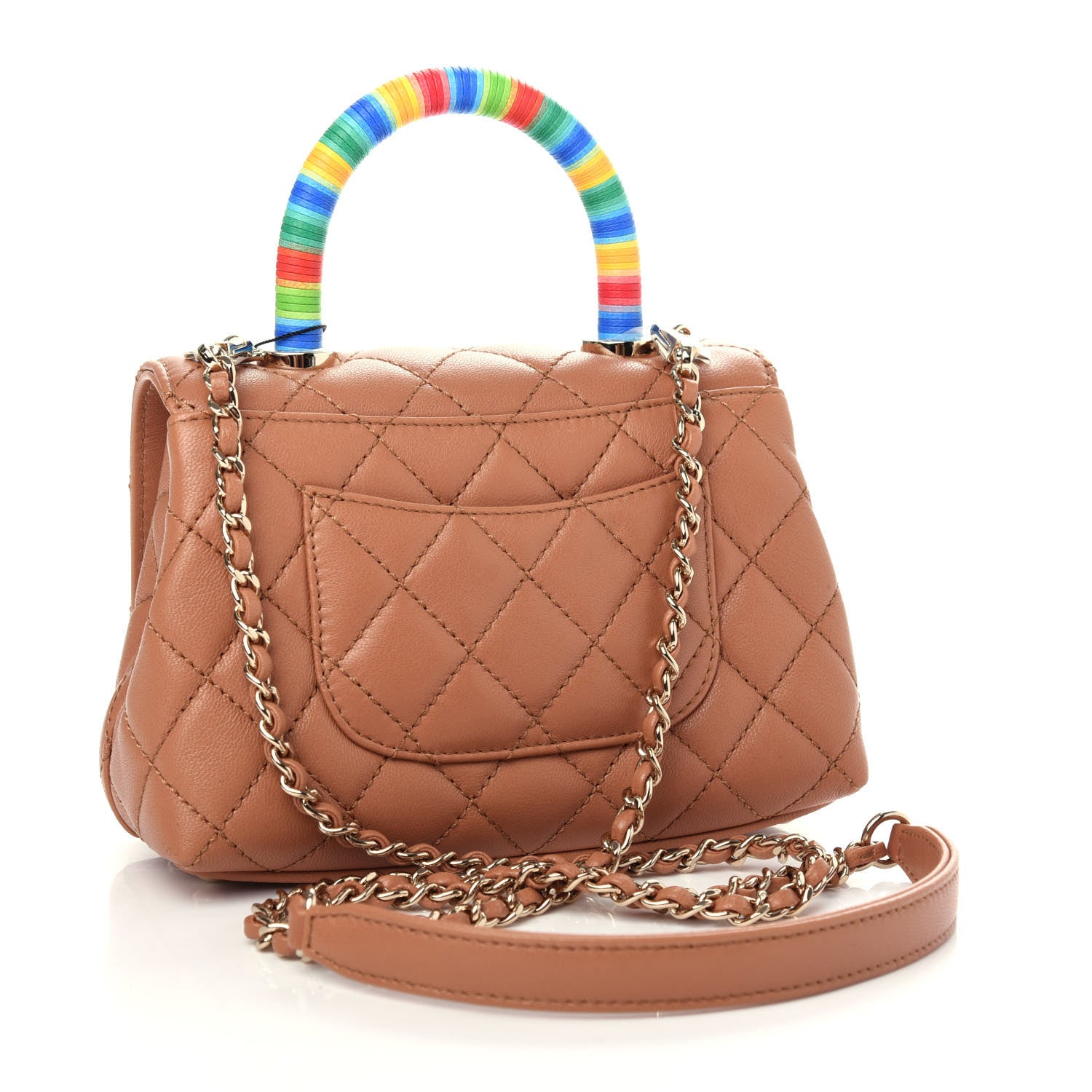 Chanel Goatskin Quilted Extra Mini Rainbow Coco Handle Flap Brown 3 of 10