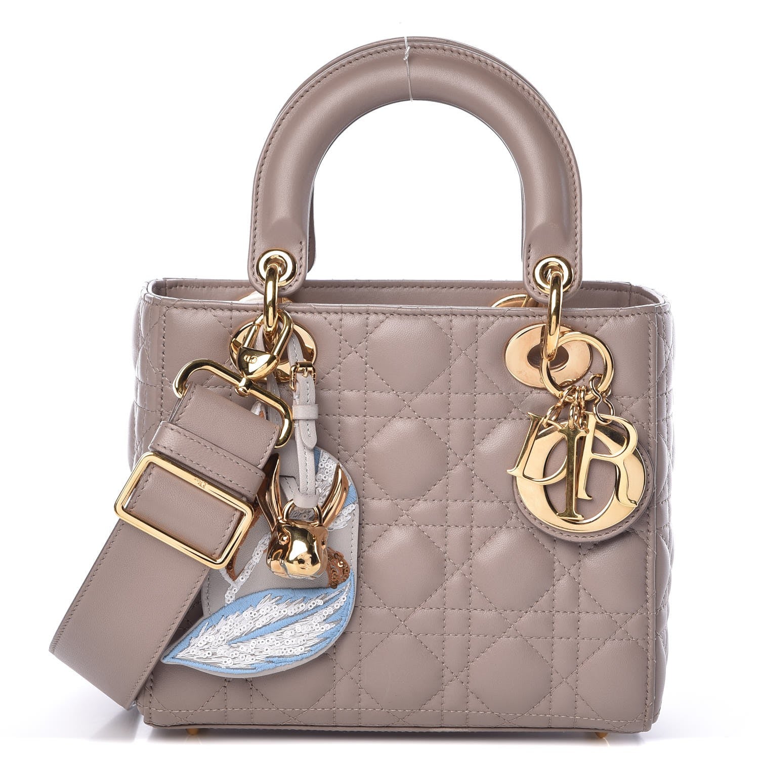 Christian Dior Lambskin Cannage Small Jeweled Swan Lady Dior Taupe 1 of 10