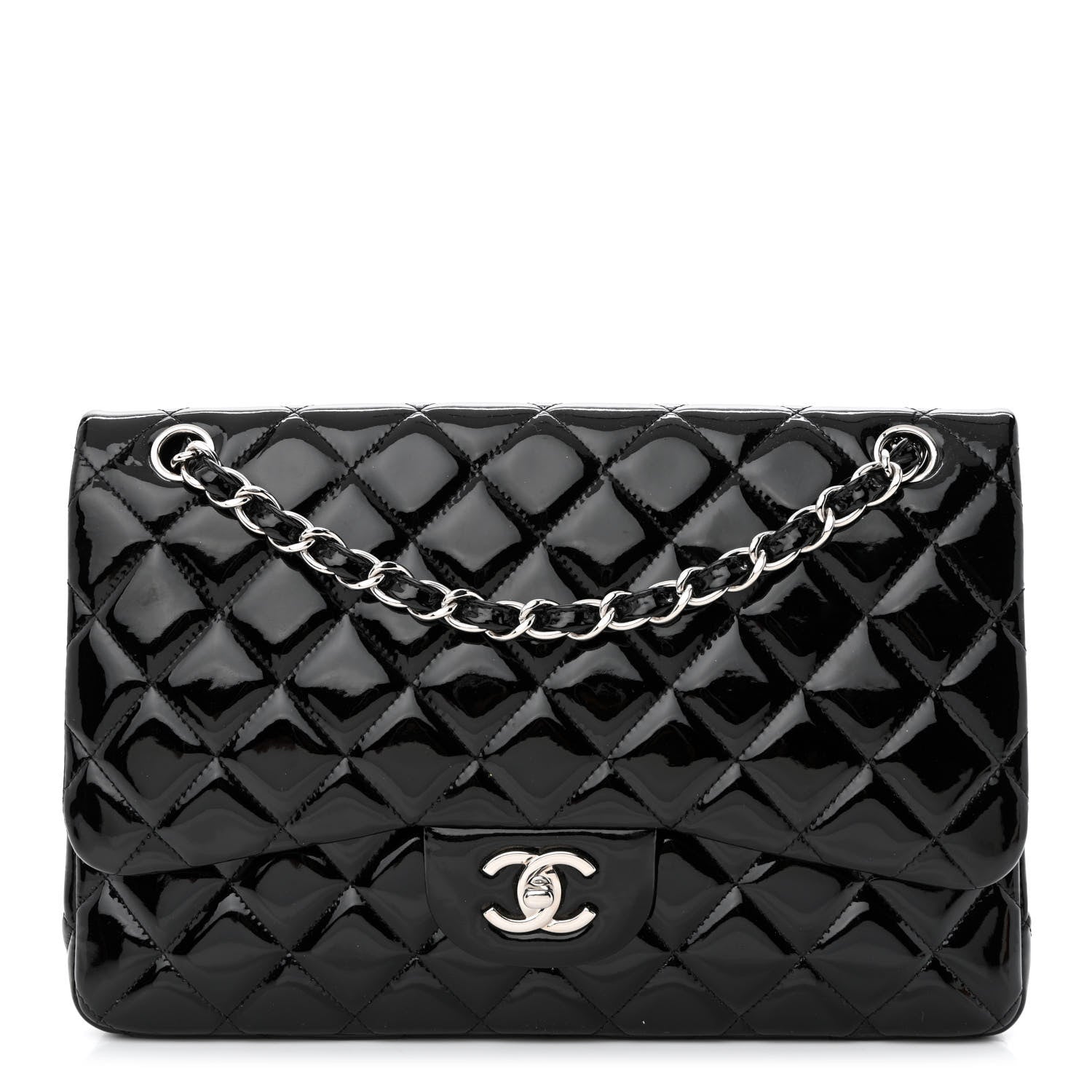Chanel Patent Quilted Jumbo Double Flap Black 1 of 12