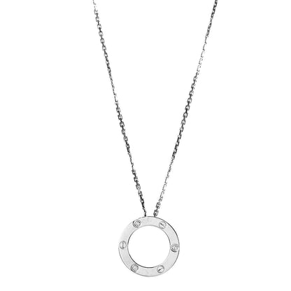 Cartier 18K White Gold 3 Diamonds LOVE Pendant Necklace 1 of 6