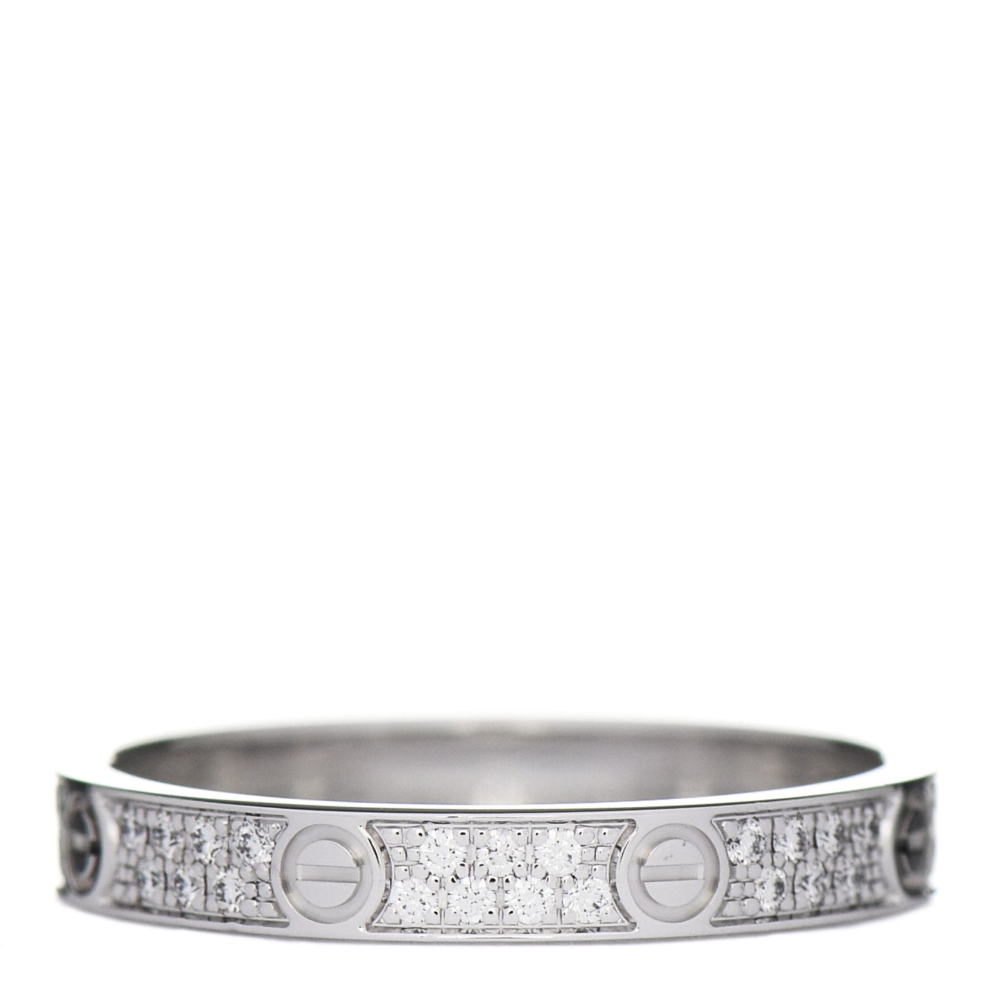 18K White Gold Diamond 2.6mm LOVE Paved Band Ring 47 4