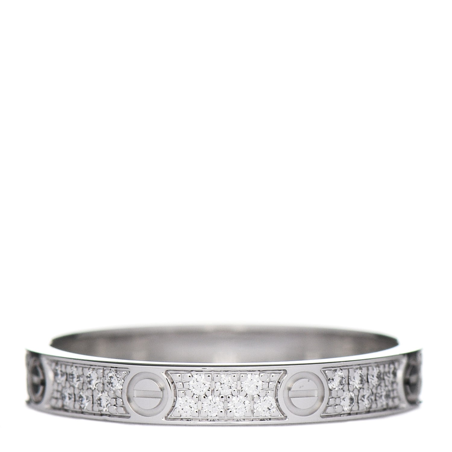 Cartier 18K White Gold Diamond 2.6mm LOVE Paved Band Ring 47 4 3 of 5