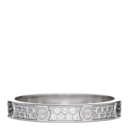 Cartier 18K White Gold Diamond 2.6mm LOVE Paved Band Ring 47 4 3 of 5