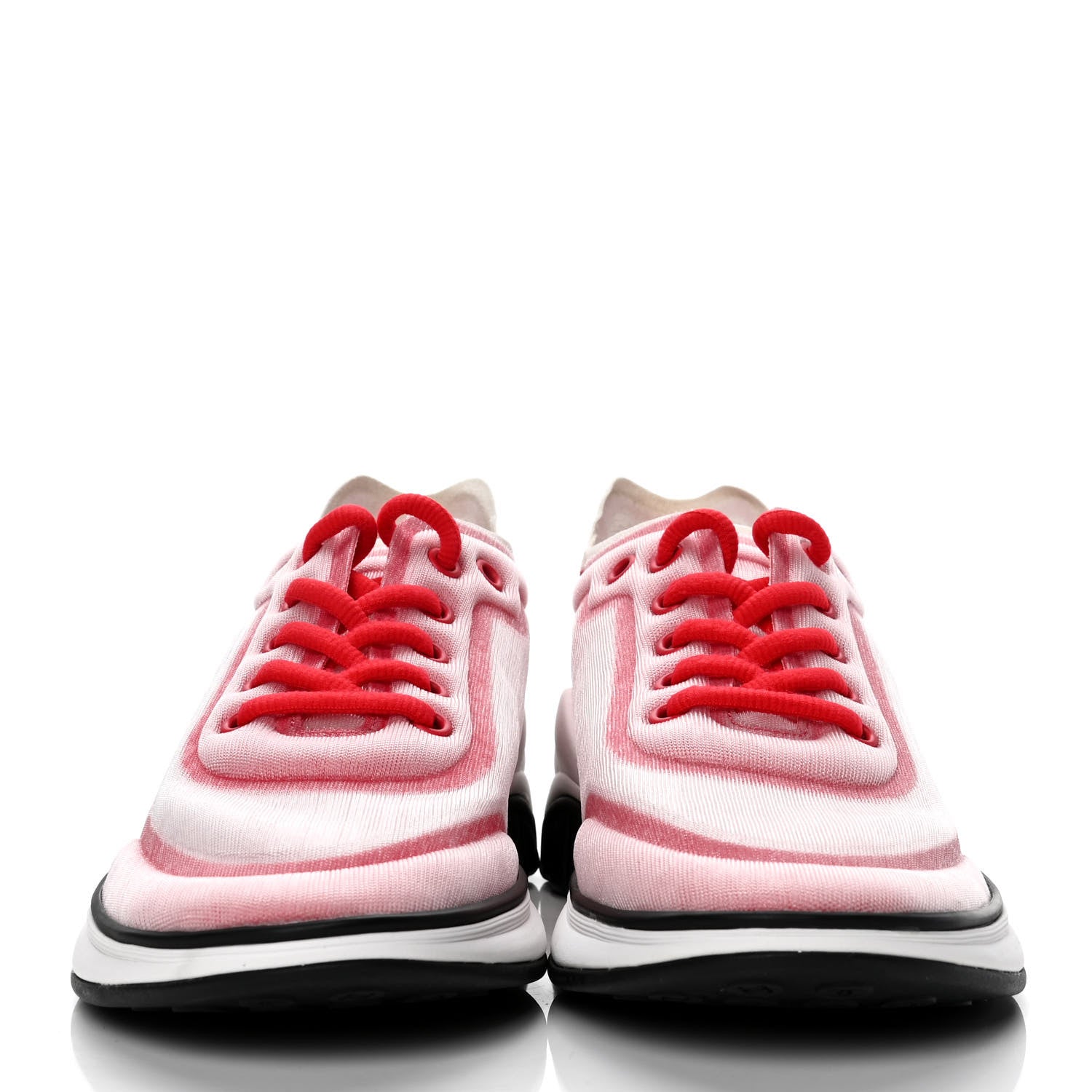 Chanel Lycra Fabric CC Sneakers 38 White Red 2 of 4