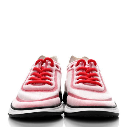 Chanel Lycra Fabric CC Sneakers 38 White Red 2 of 4