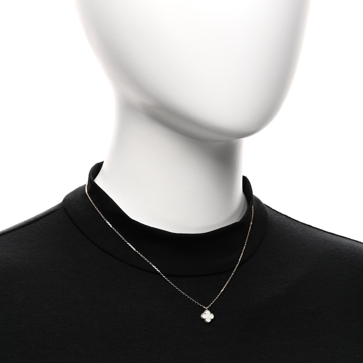 Van Cleef & Arpels 18K Yellow Gold Mother of Pearl Sweet Alhambra Pendant Necklace 2 of 6
