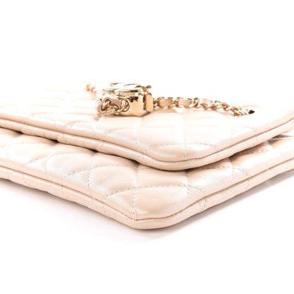 Chanel Shiny Lambskin Quilted Small Double Case With Strap Beige 7 of 10