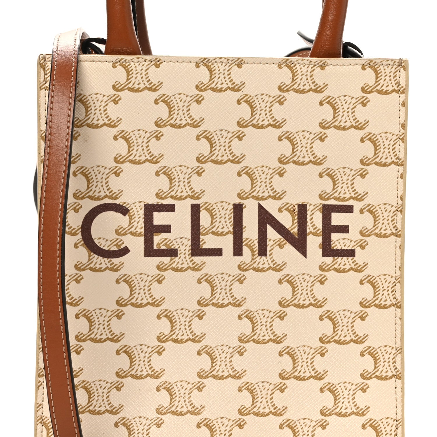 Celine Triomphe Canvas Calfskin Mini Vertical Cabas White 7 of 9