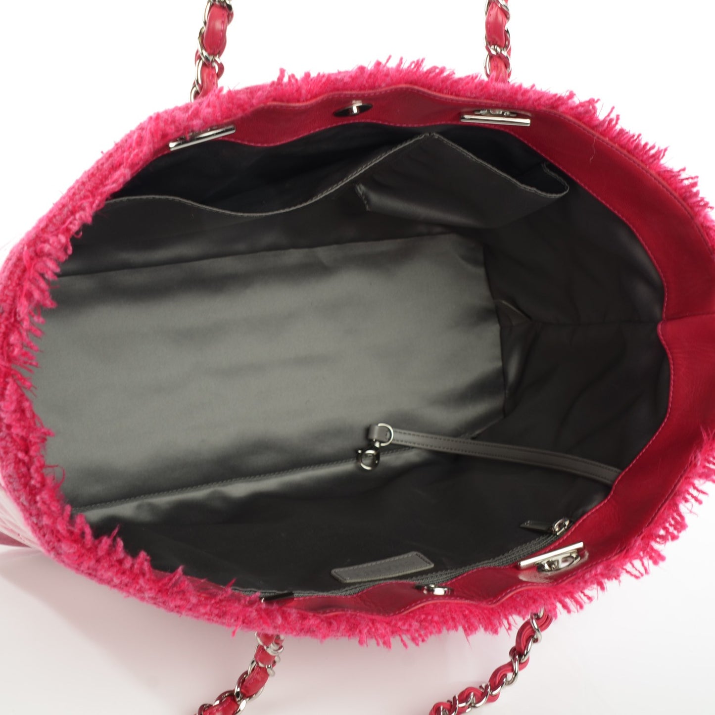 Vinyl Quilted Funny Tweed Tote Fuchsia