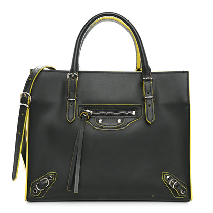 Balenciaga Rubberized Calfskin Papier Mini A4 Zip Around Tote Green Yellow 1 of 10
