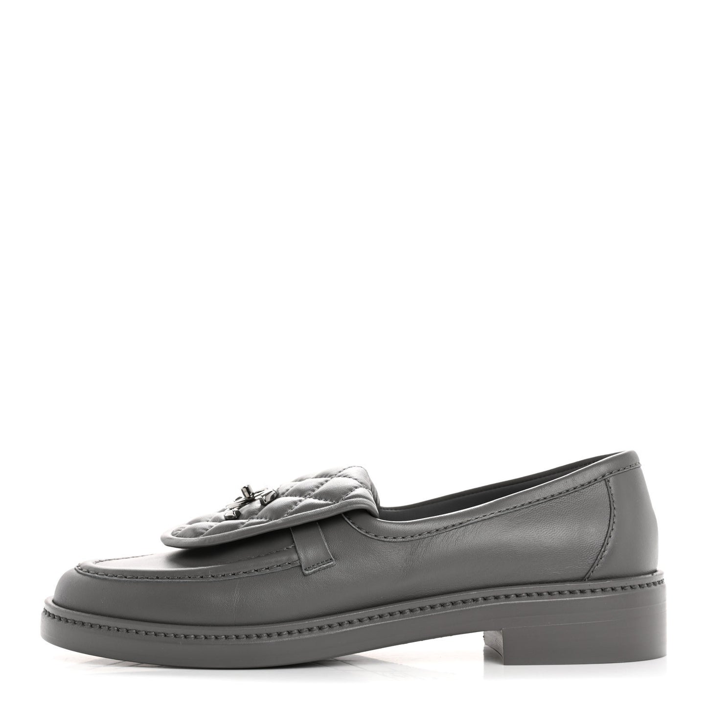 Lambskin Quilted CC Turnlock Loafers 38 Dark Grey