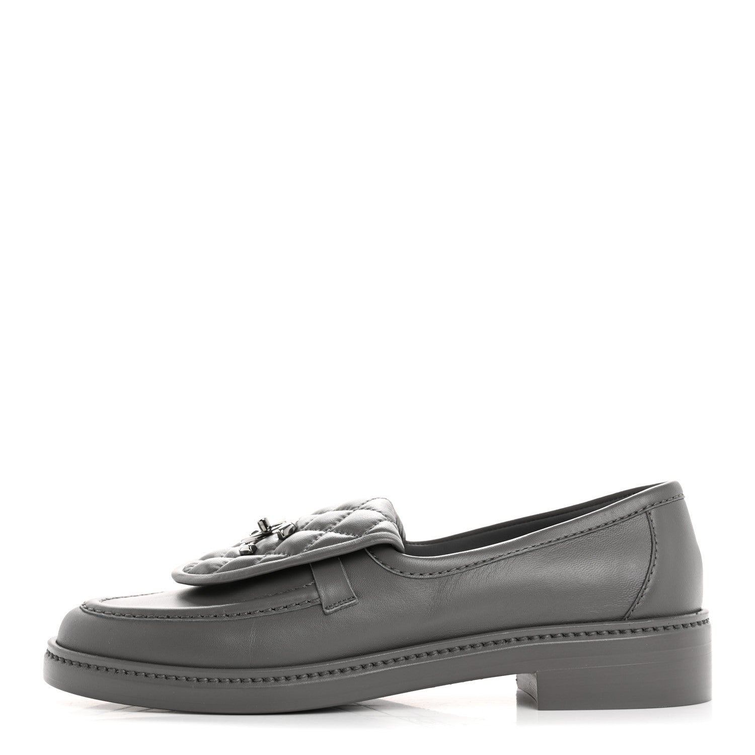 Chanel Lambskin Quilted CC Turnlock Loafers 38 Dark Grey 1 of 9
