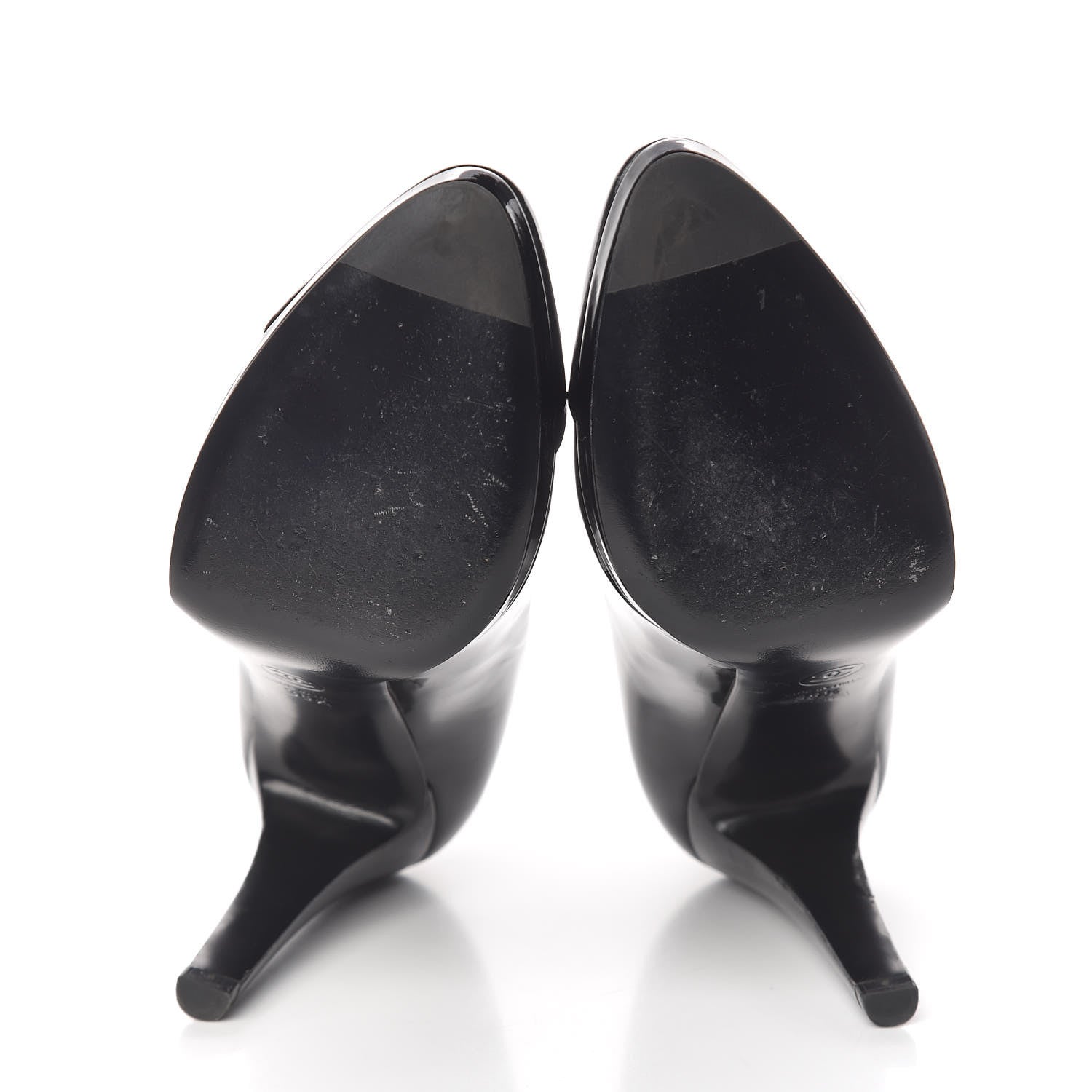 Chanel Patent Cap Toe CC Pumps 38.5 Black 7 of 12