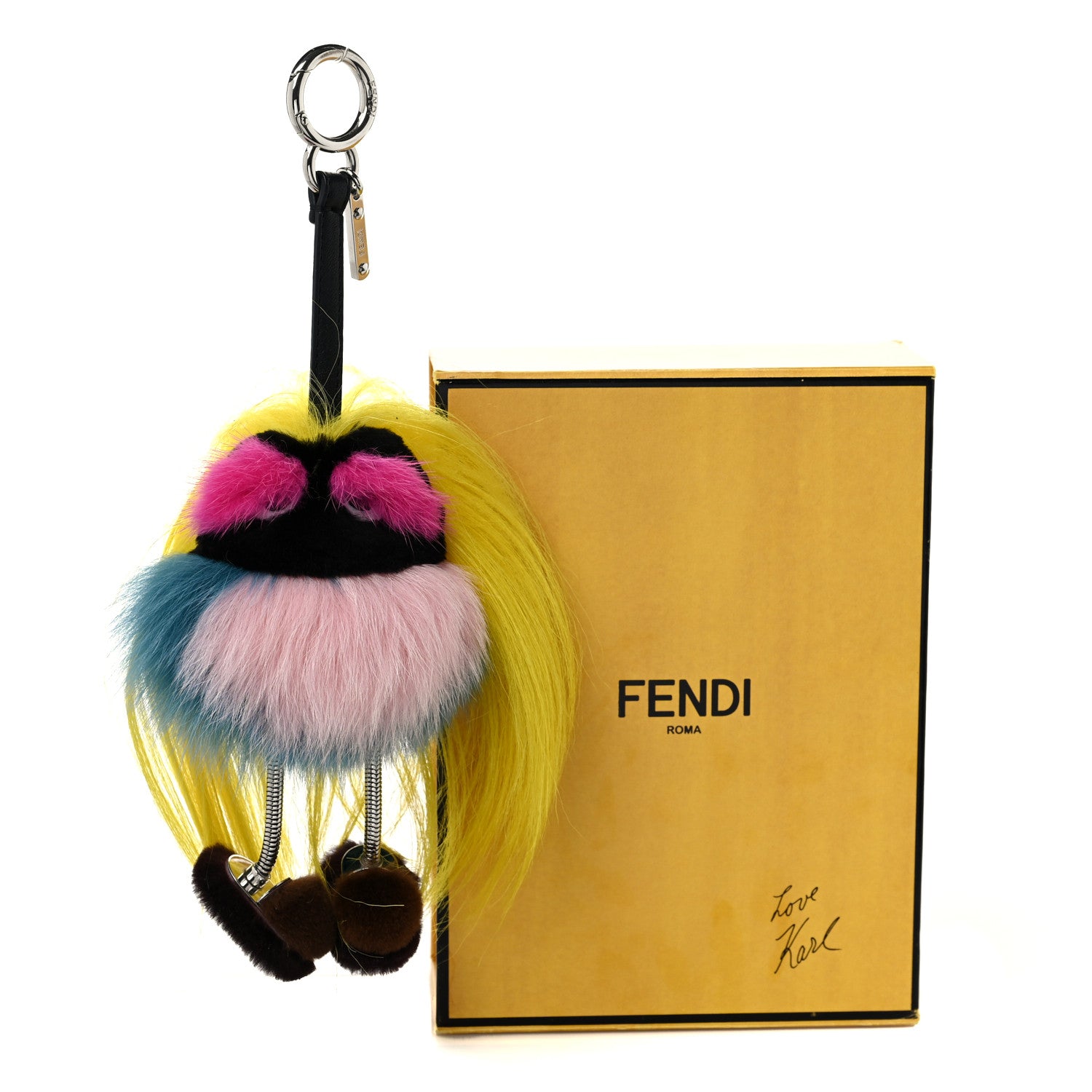 Fendi Goat Mink Fox Fur Mum Wonders Bag Charm Yellow Water Multicolor 5 of 5