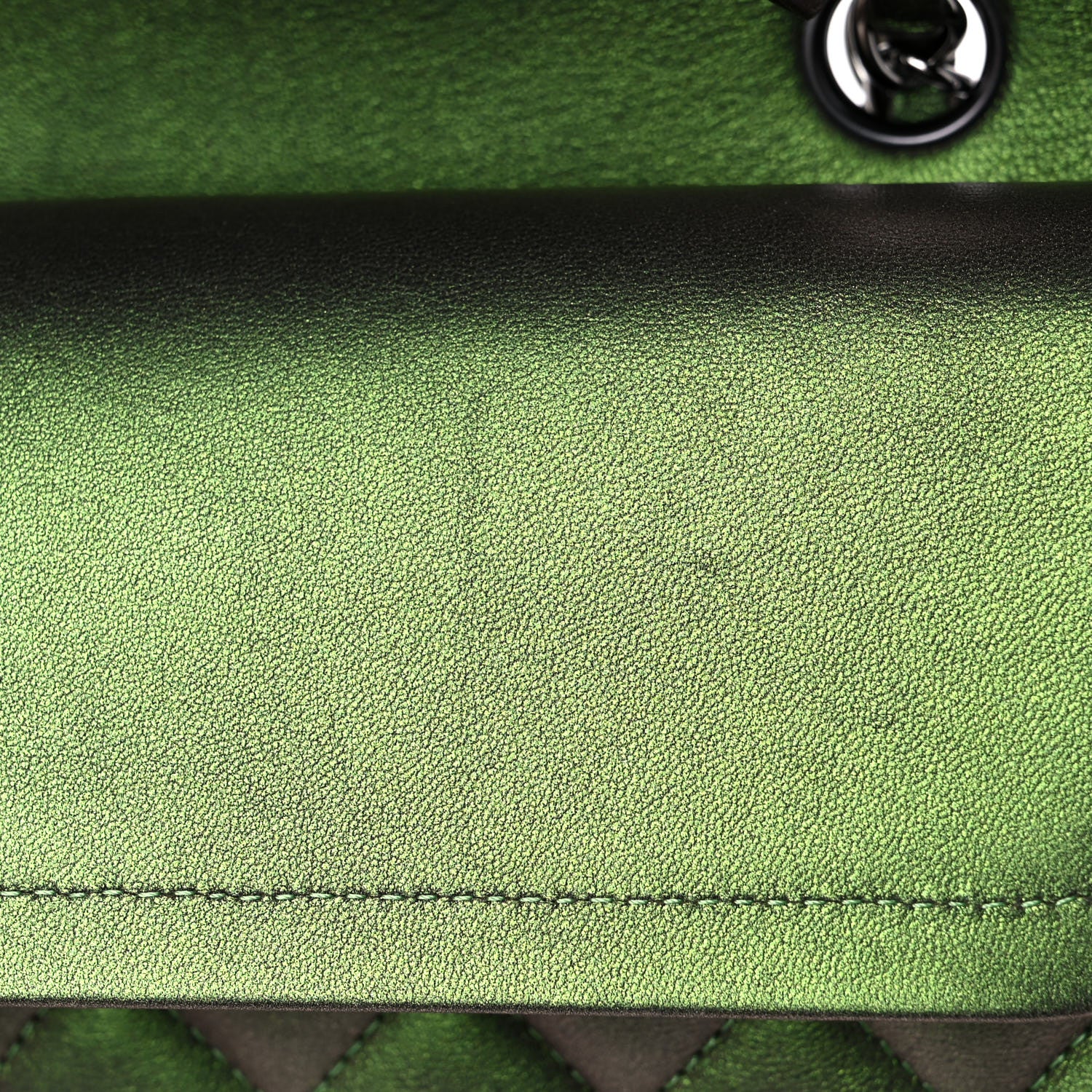 Chanel Iridescent Lambskin Quilted Medium Double Flap Green 10 of 11