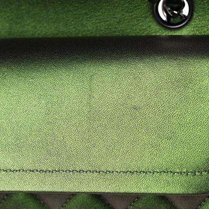 Chanel Iridescent Lambskin Quilted Medium Double Flap Green 10 of 11